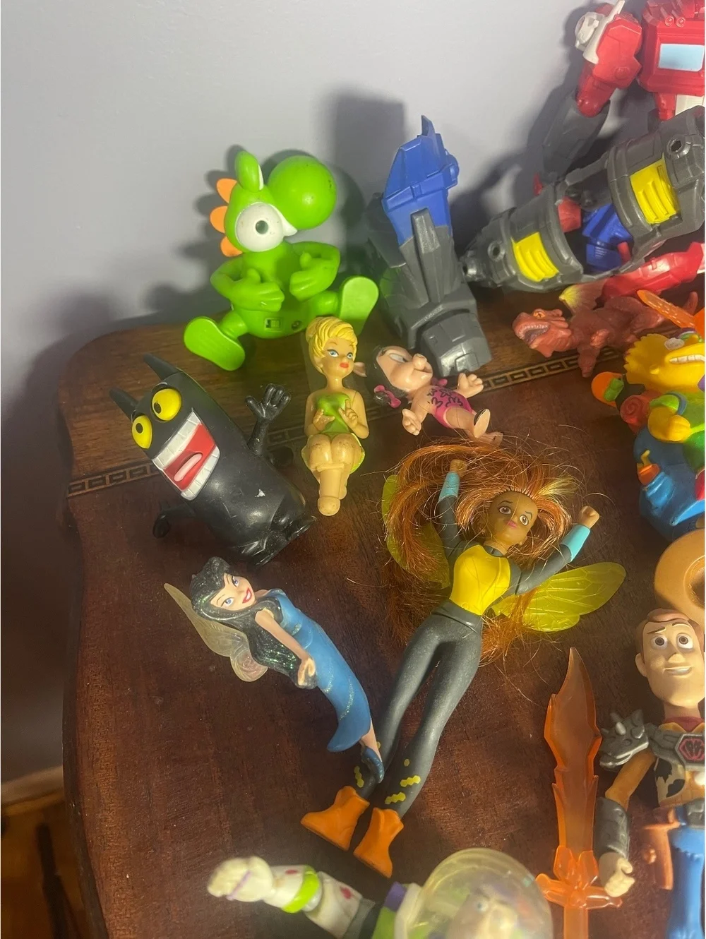 Mixed Lot of Vintage and Modern Action Figures Including Transformers, Simpsons,